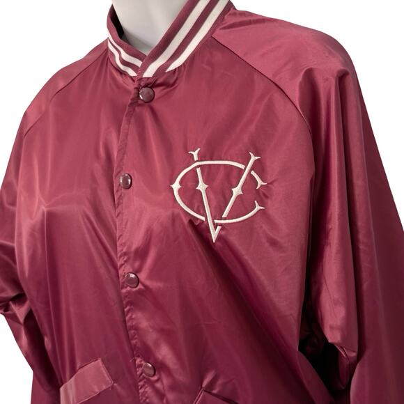 Vidcon 9 Burgundy Red Embroidered Satin Cardinal Bomber Jacket Size S Creator - Picture 8 of 12